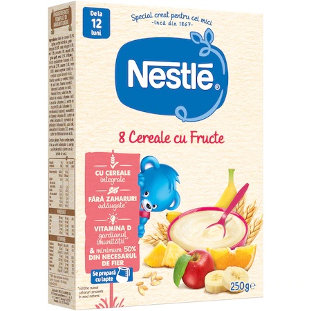 8 cereale cu fructe 12-36l, 250g, Nestle