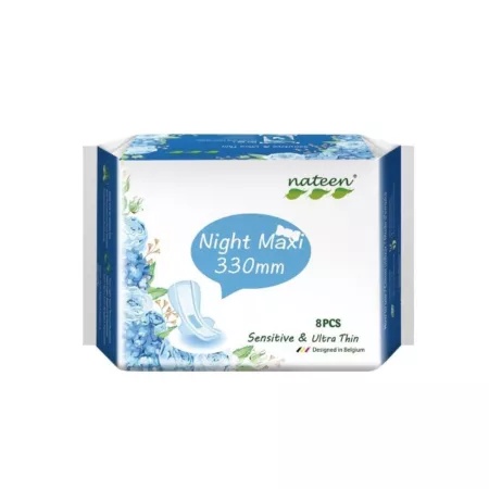 Absorbante biodegradabile Sensitive ultra-subtiri de noapte, 8 bucati, Nateen