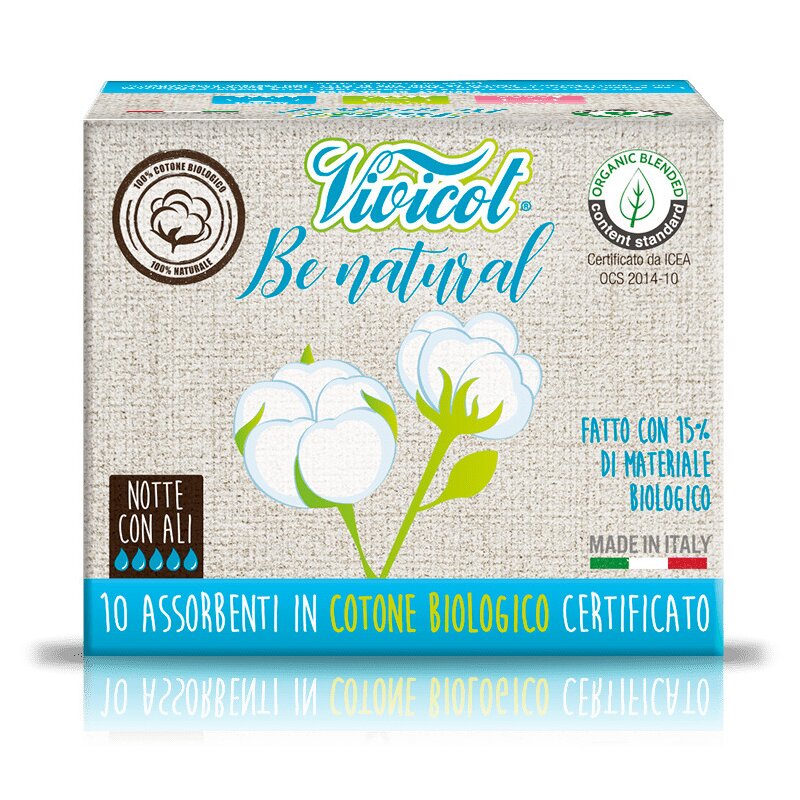 Absorbante de noapte din bumbac ecologic 5 picaturi 10buc Vivicot