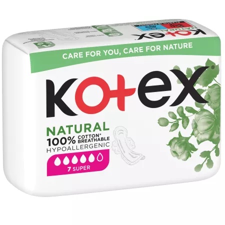 Absorbante de zi din bumbac Super, 5 picaturi, 7 bucati, Kotex