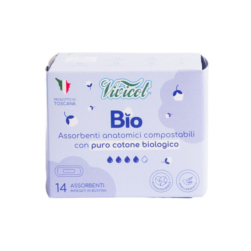 Absorbante de zi fara aripioare din bumbac compostabil 4 picaturi 14buc Vivicot