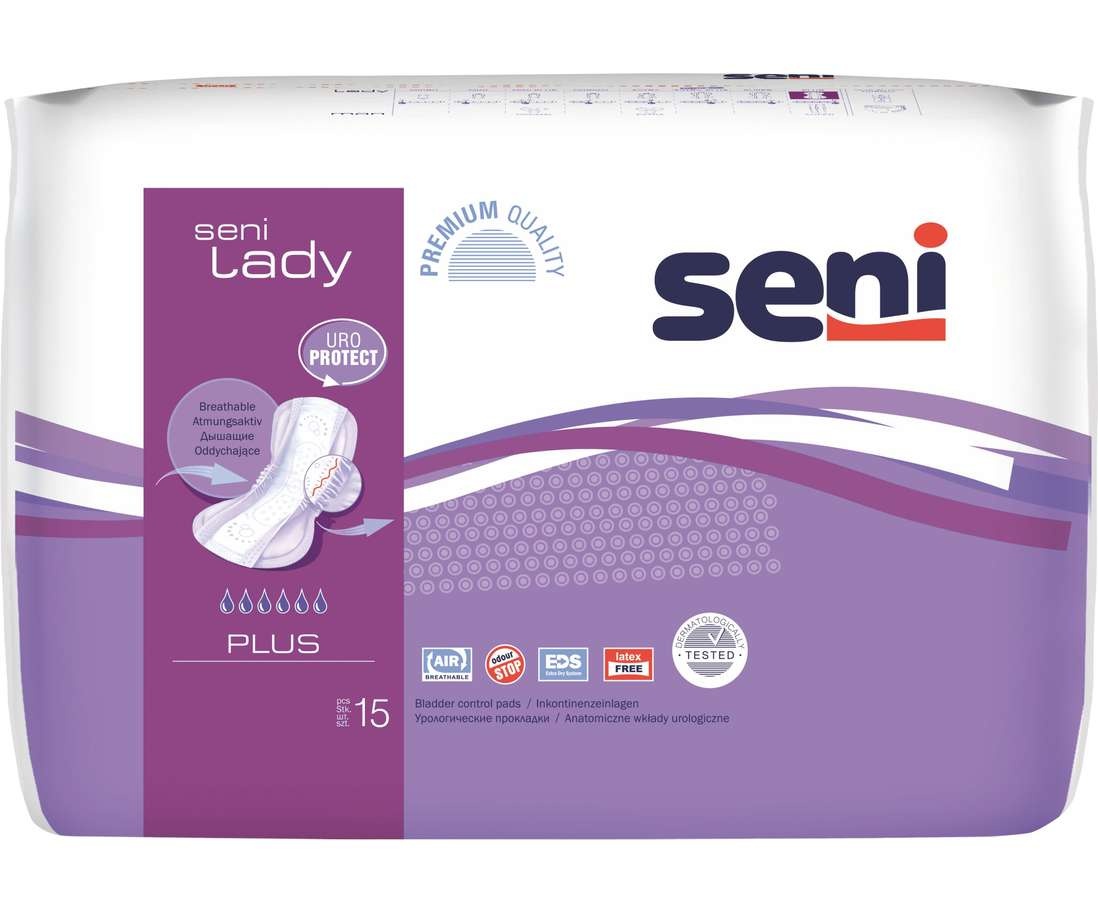 Absorbante pentru incontinenta Lady Plus, 15 bucati, Seni