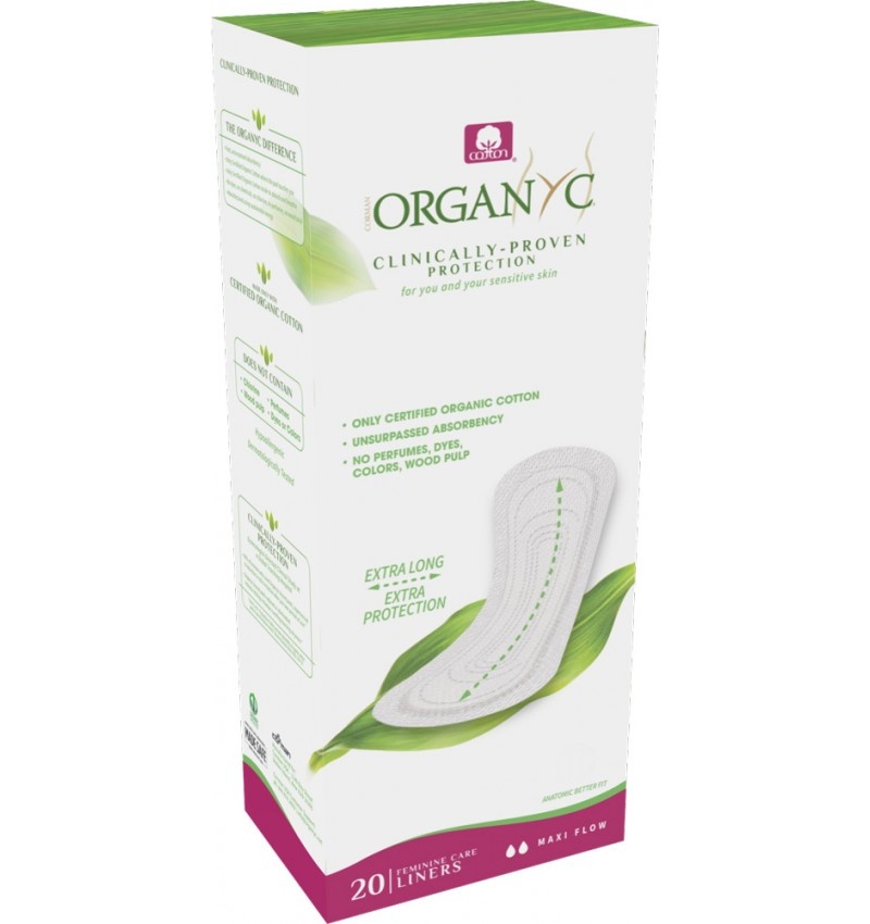 Absorbante zilnice Maxi din bumbac organic, 20 bucati, Organyc