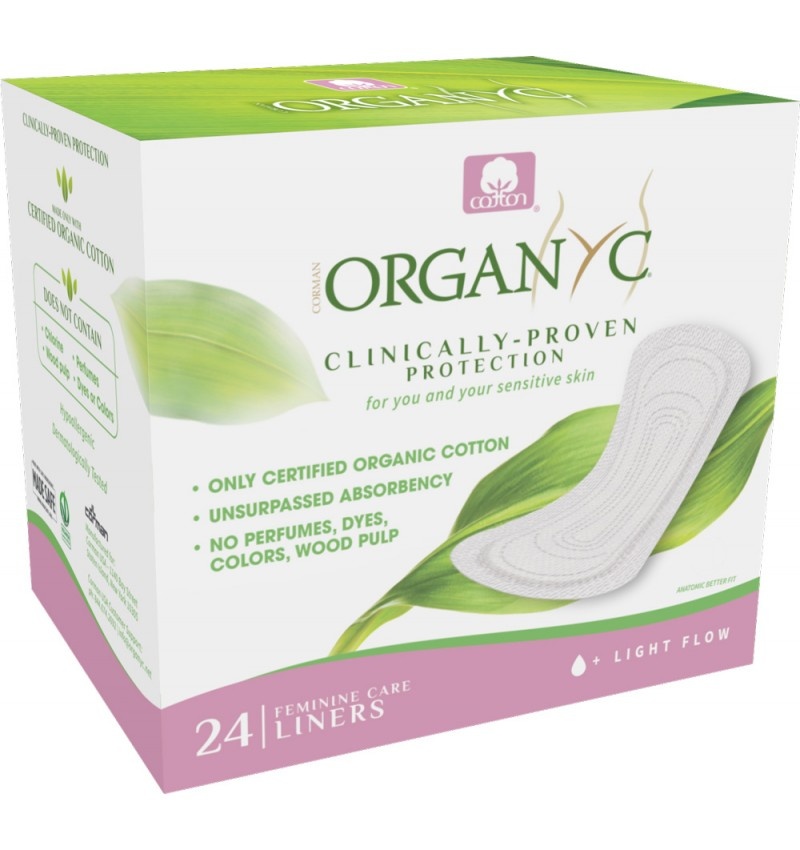 Absorbante zilnice subtiri din bumbac organic ambalate individual, 24 bucati, Organyc