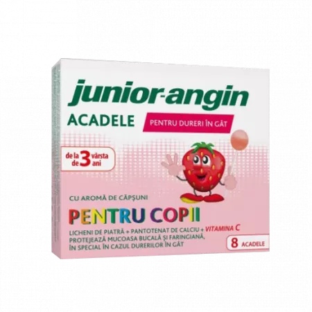 Acadele Junior Angin cu aroma de capsuni, 8 bucati, Klosterfrau