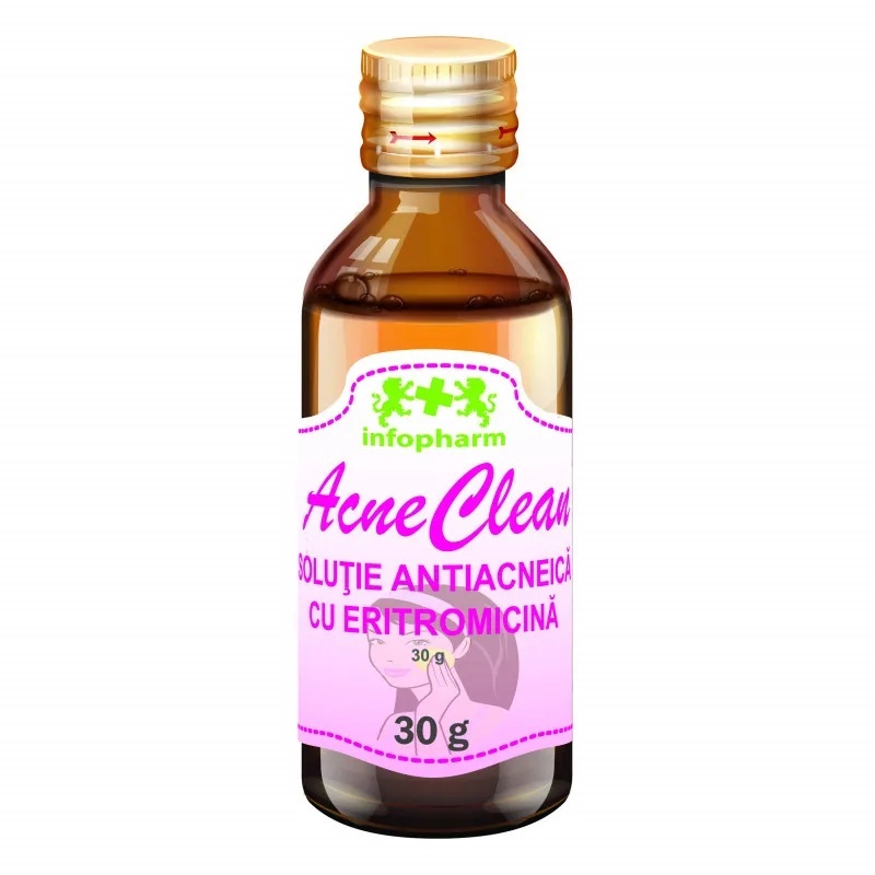 Acneclean solutie antiacneica cu eritromicina, 30g, Infopharm