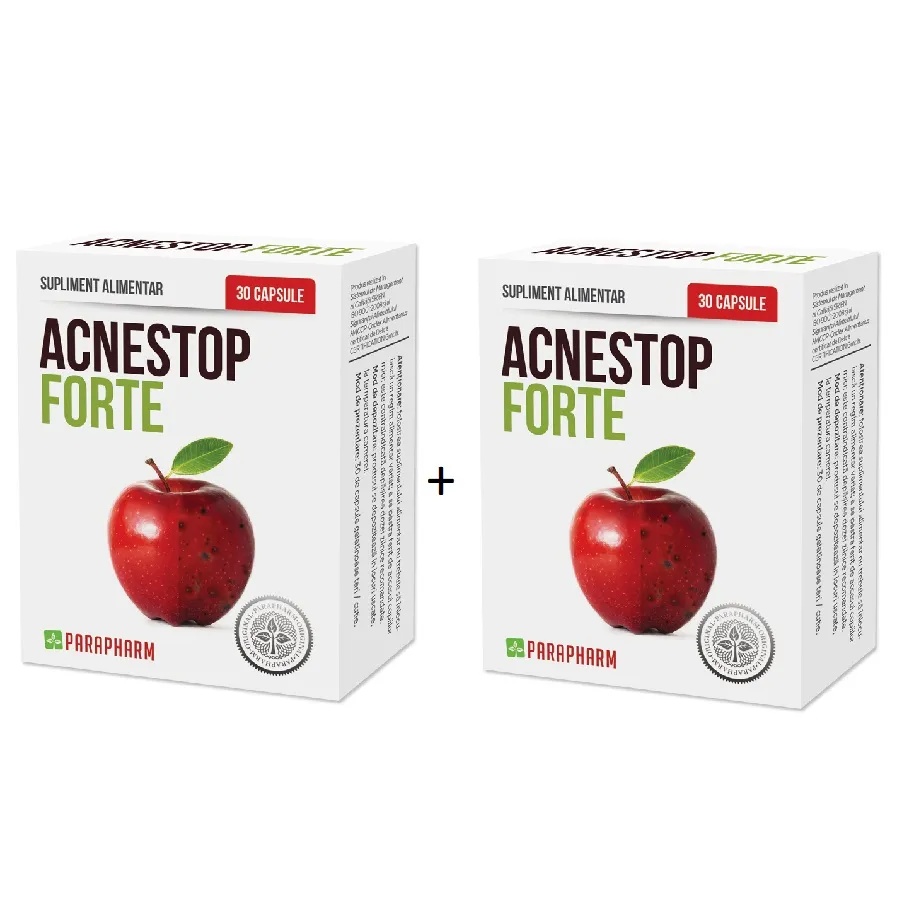 AcneStop Forte, 30 capsule, pachet 1+1, Parapharm