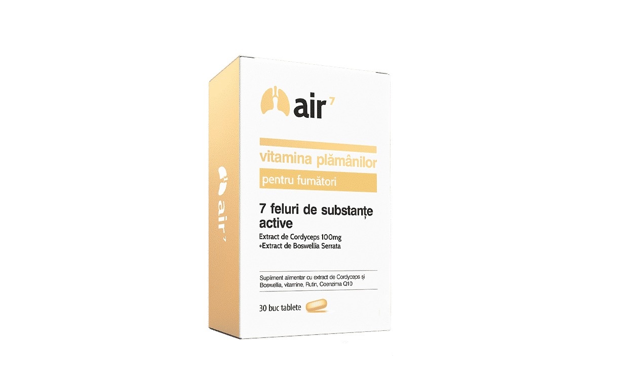 Air7 Vitamina Plamanilor pentru fumatori, 30 tablete, Green Splid