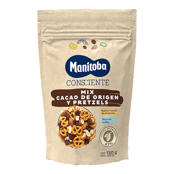 Amestec arahide migdale cacao si covrigei, 130g, Manitoba