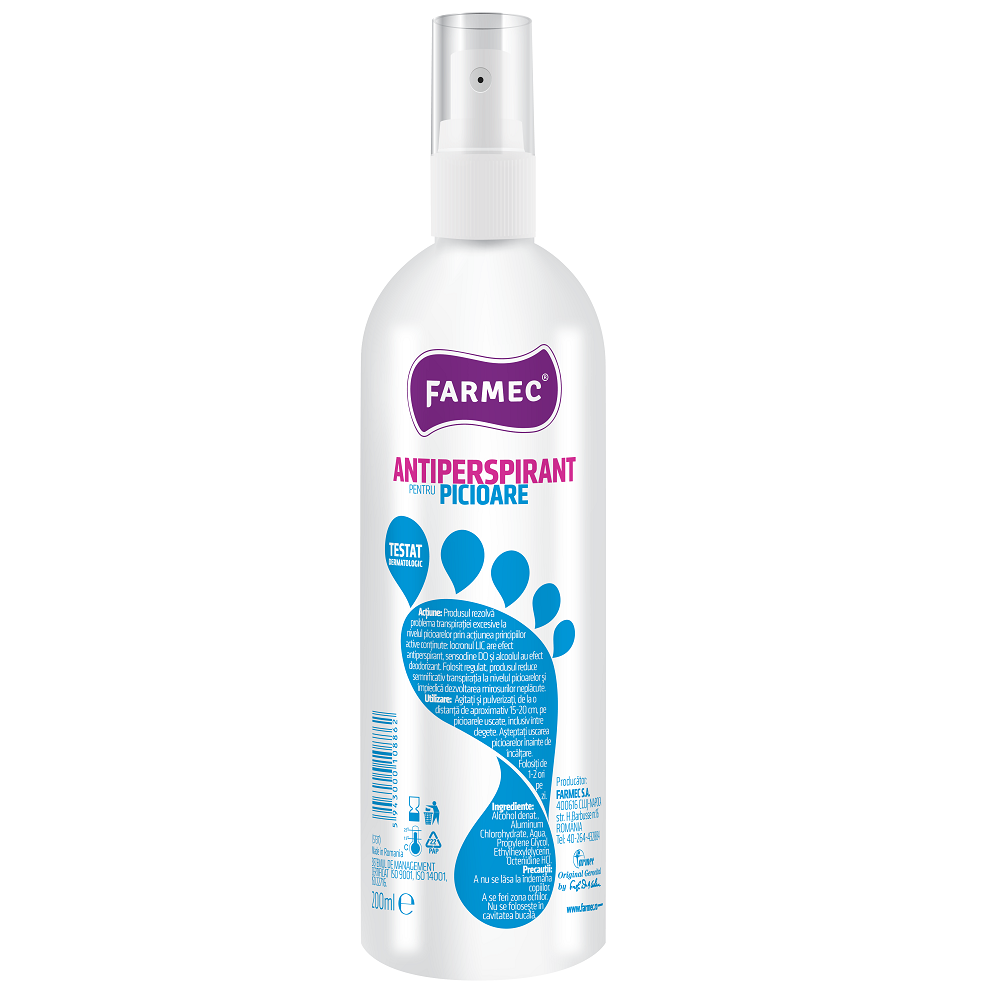 Antiperspirant pentru picioare cu ceai verde, 200ml - Farmec - poza 2