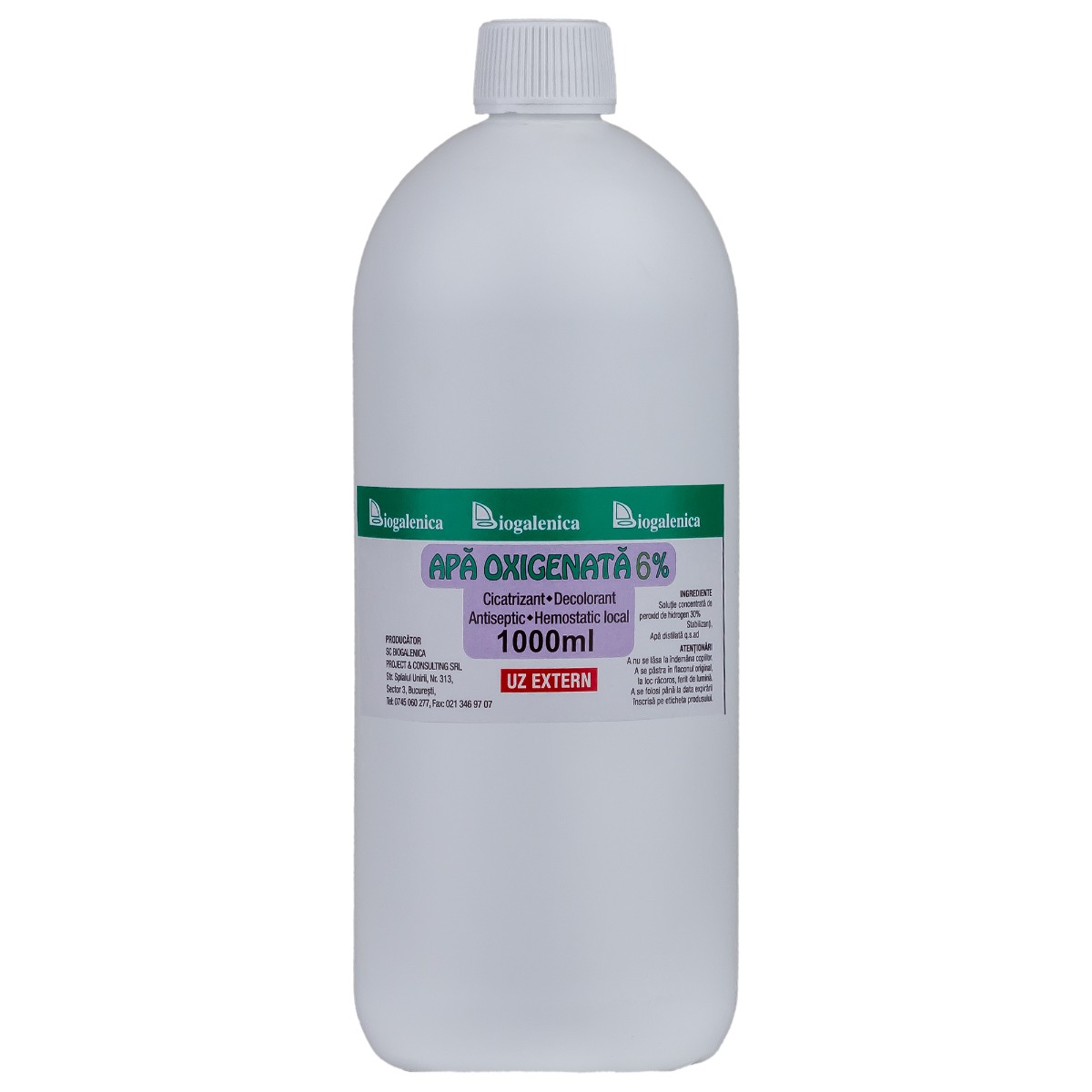 Apa oxigenata (peroxid de hidrogen) 6% 1000 ml, antiseptic, cicatrizant, hemostatic, decolorant