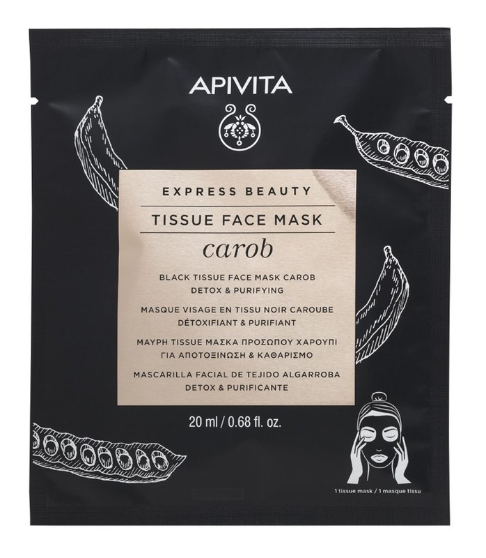 APIVITA Masca express tip servetel detoxifianta cu carob, 20ml