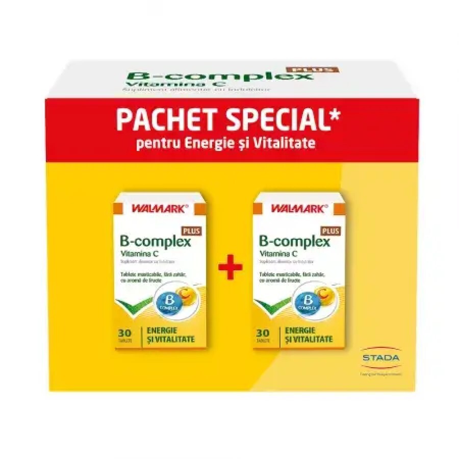 B Complex cu Vitamina C, 1+1 CADOU, Walmark | 60 tablete