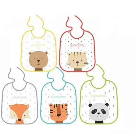 BABY NOVA Set 5 bavete din bumbac, cu interior impermeabil, 33103