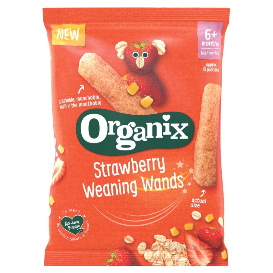 Baghete din proumb si ovaz cu capsuni bio, +6 luni, 25g, Organix