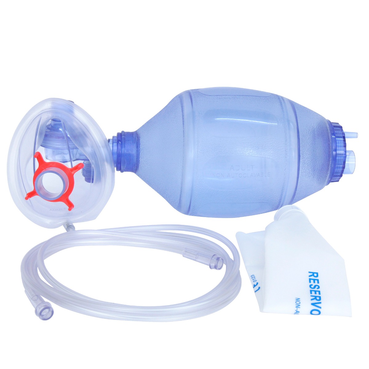 Balon de resuscitare pentru adulti cu masca PVC, sac rezervor 1650 ml, tub oxigen 200 cm