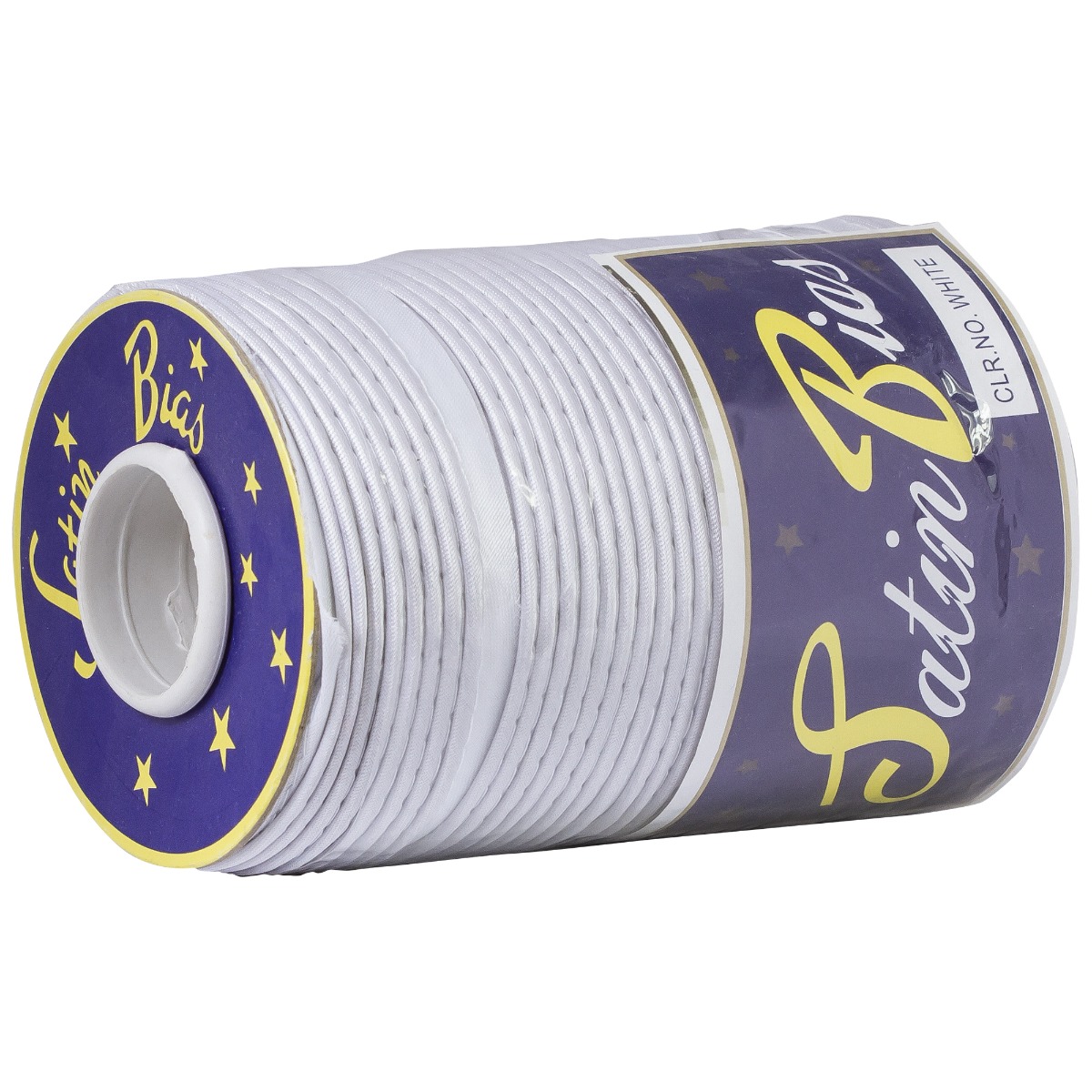 Banda bias, snur satin, alba, 1 metru