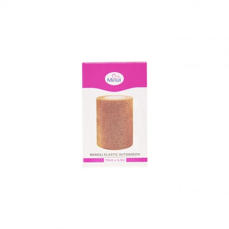 Bandaj elastic autoadeziv neutru, 10cm x 4,5m, Minut