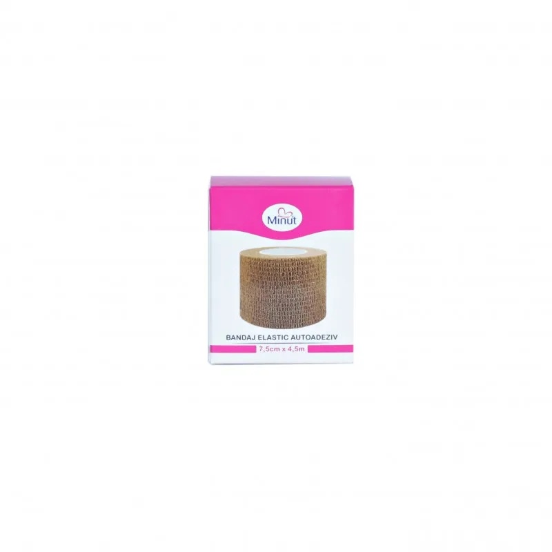 Bandaj elastic autoadeziv neutru 7,5cm x 4,5m, Minut
