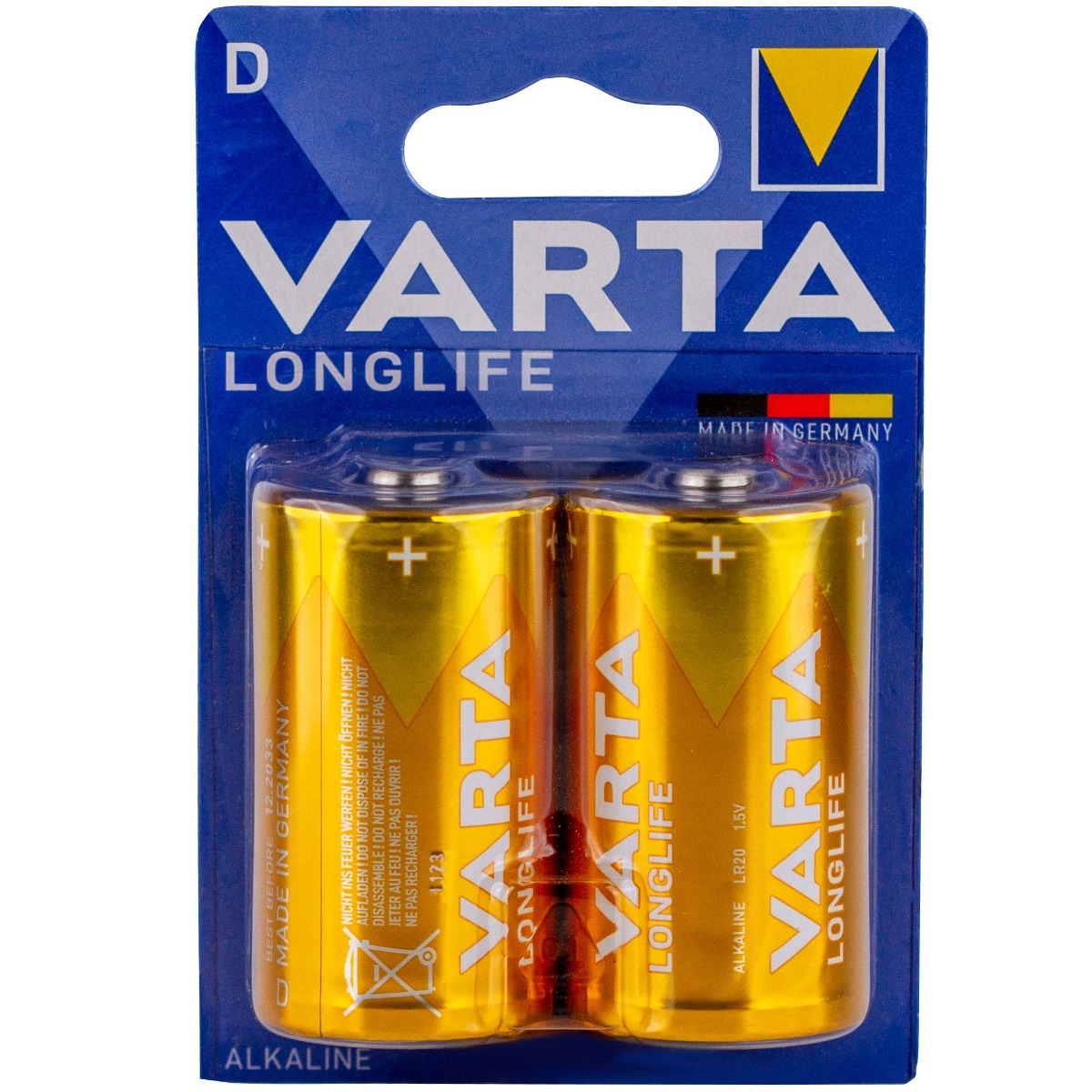 Baterie VARTA LR20 D, alcalina, 1.5V, 2000 mAh, 2 buc