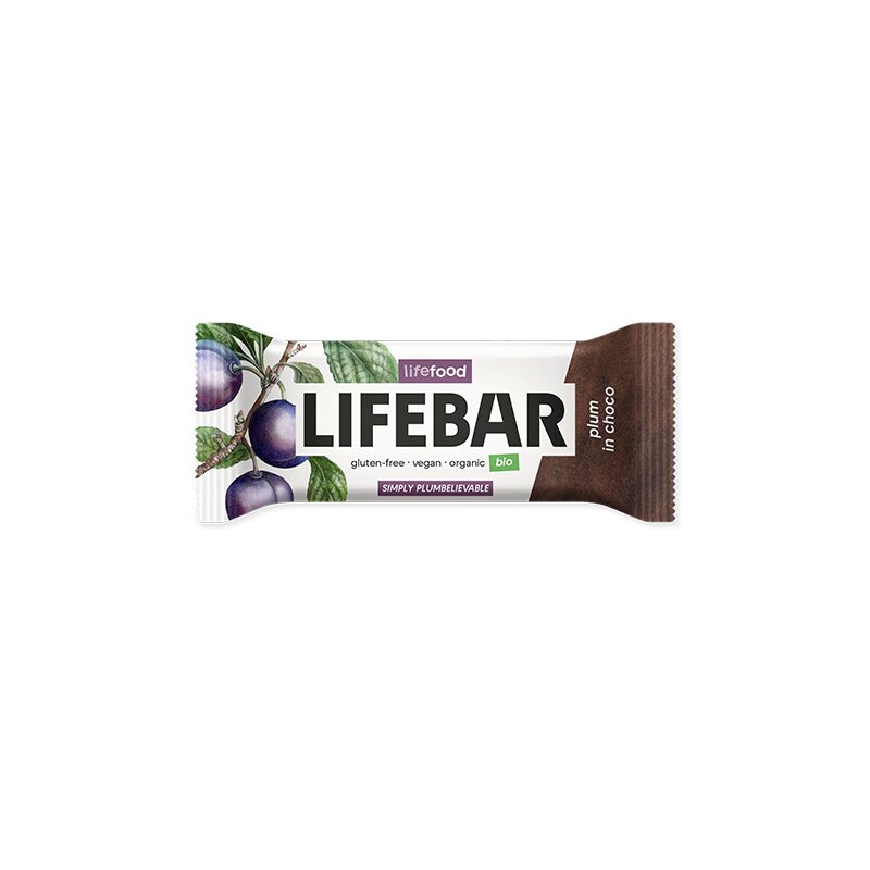 Baton cu prune invelit in ciocolata bio 40g Lifebar
