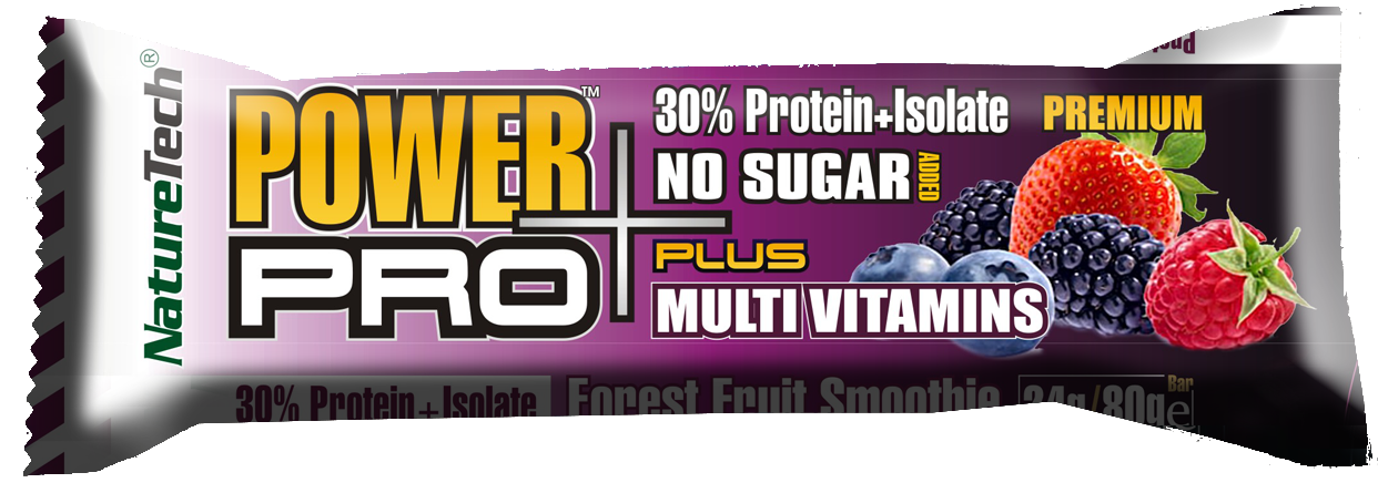 Baton energizant cu aroma de fructe de padure Power Pro Plus, 80g, Nature Tech