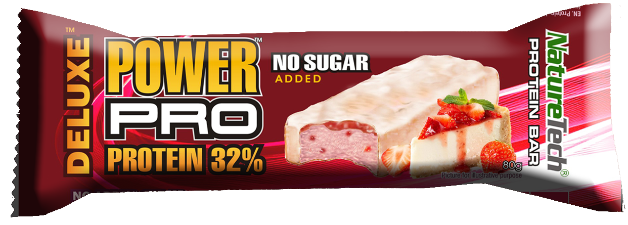 Baton energizant Strawberry Cheesecake Power Pro Deluxe, 80g, Nature Tech