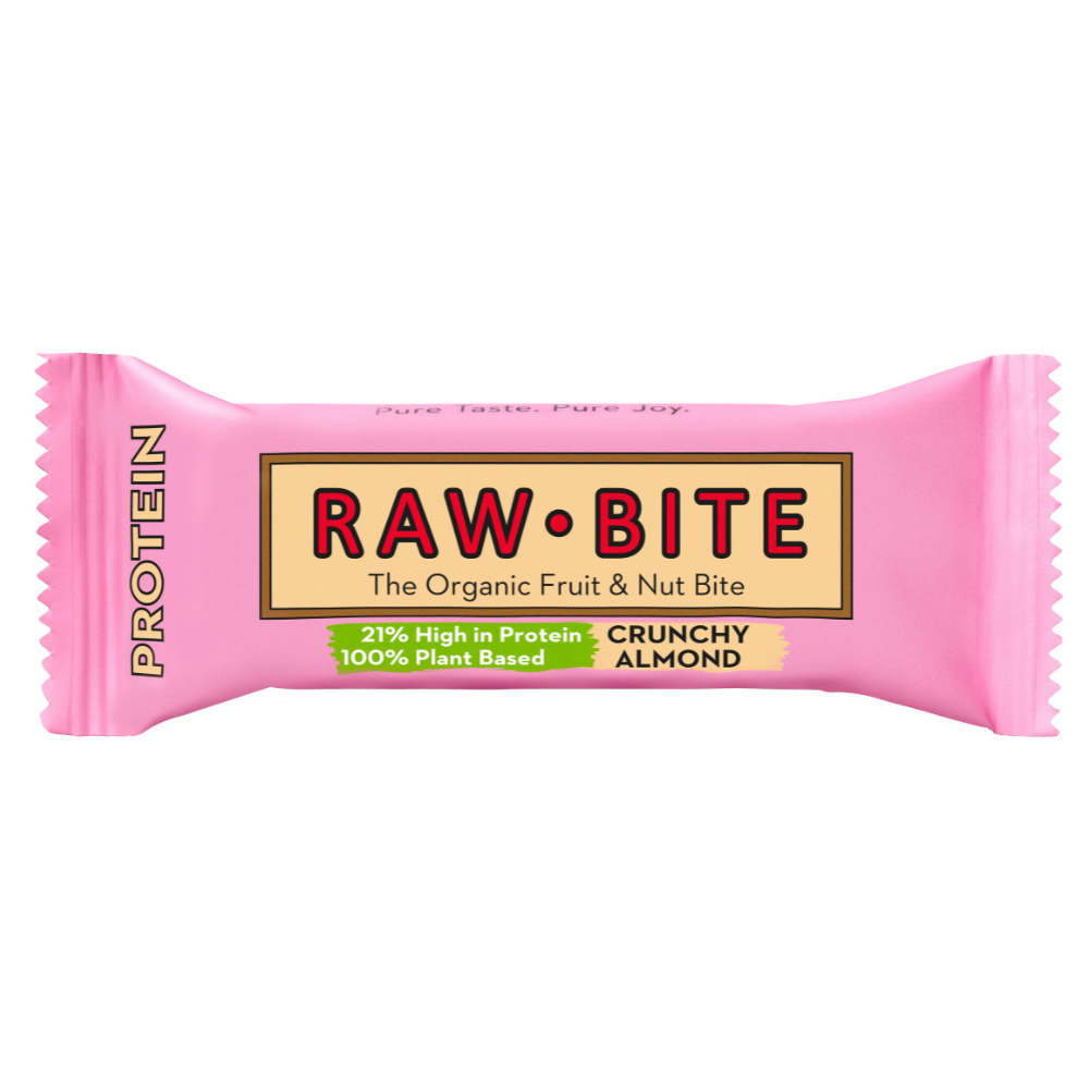 Baton fara gluten si fara zahar cu migdale crocante Organic Crunchy Almond, 45g, Raw Bite