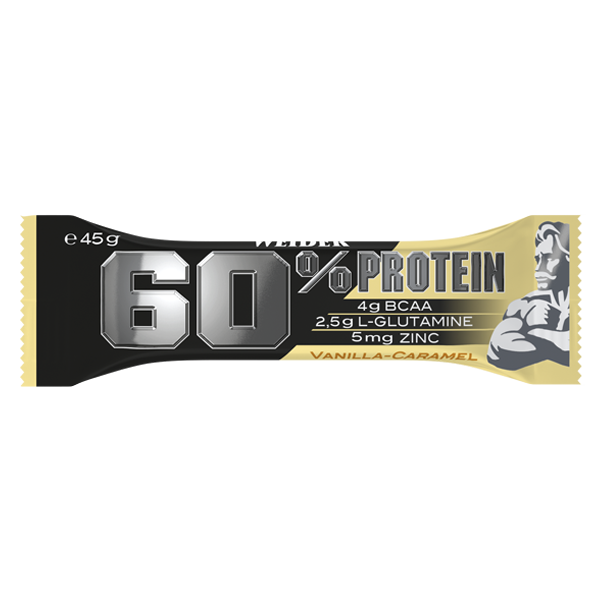 Baton proteic cu aroma de Vanilla-Caramel 60% Protein Bar, 45g, Weider