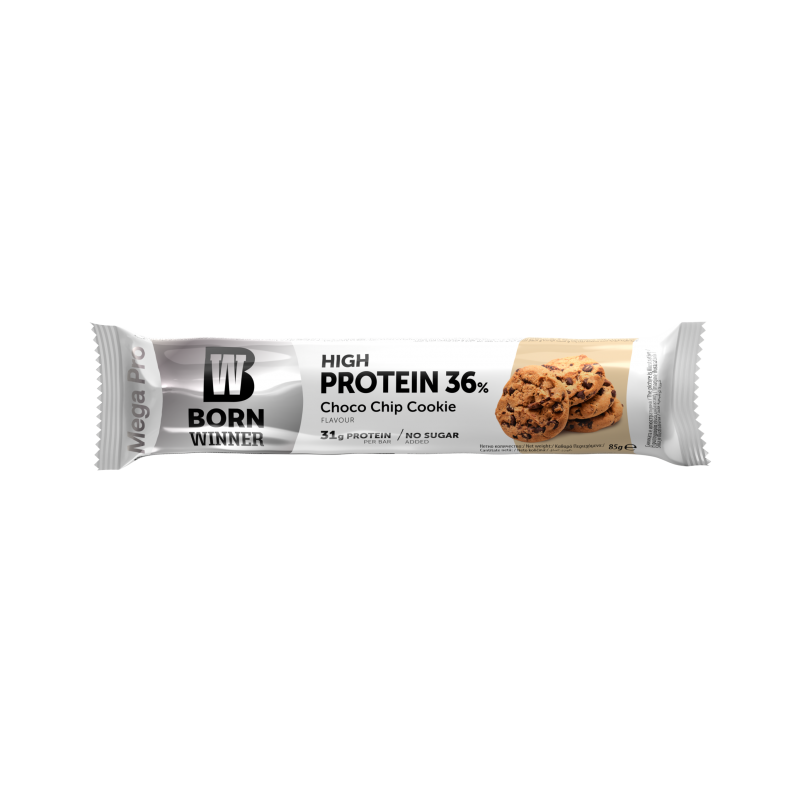 Baton proteic cu biscuiti si choco chip Mega Pro, 85g, Born Winner