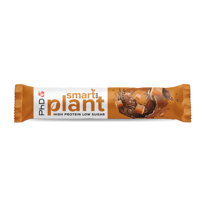 Baton proteic vegetal cu aroma de caramel sarat Smart Bar Plant, 64g, PhD