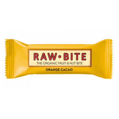 Baton vegan cu cacao si portocale Orange Cacao, 50g, Raw Bite