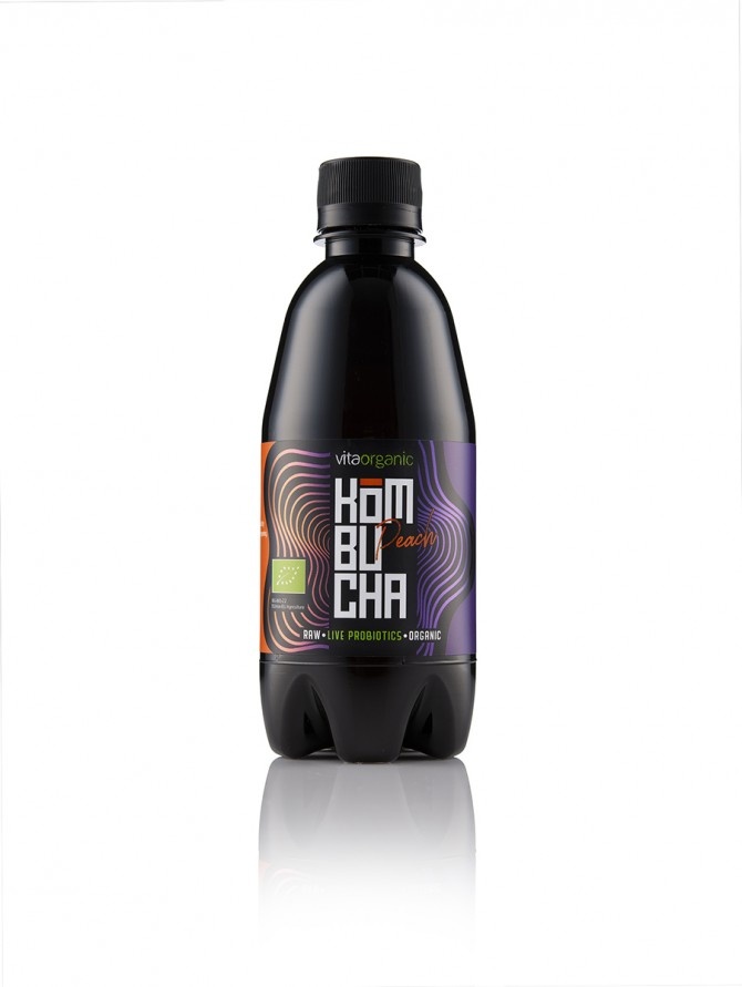 Bautura kombucha cu piersici Bio, 330ml, Vita Organic
