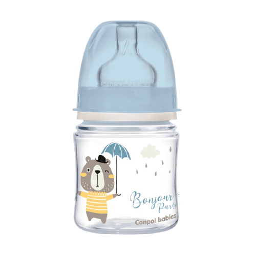 Biberon albastru anticolici cu gat larg PP EasyStart Bonjour Paris, 120ml, Canpol babies