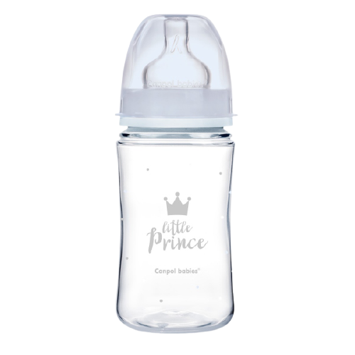 Biberon albastru anticolici cu gat larg PP EasyStart Royal Baby, 240ml, Canpol babies