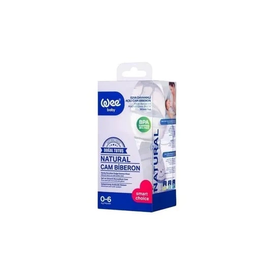 Biberon natural curbat termorezistent 0-6 luni, 180ml, 146, Wee Baby