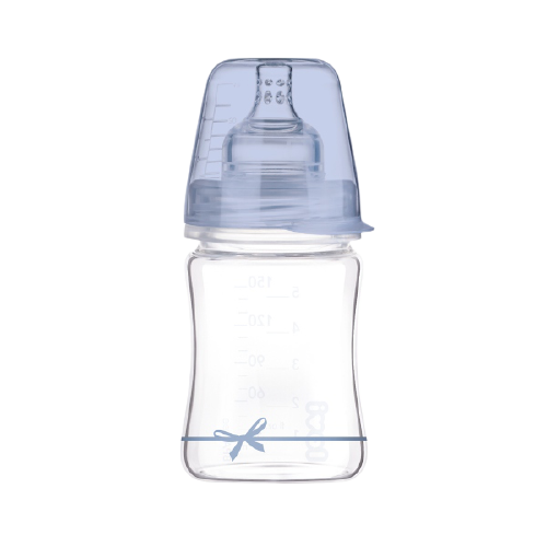 Biberon sticla baieti Diamond Glass Baby Shower, 150ml, LOVI