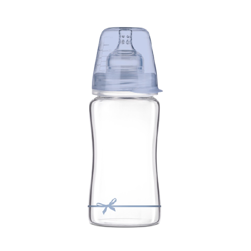 Biberon sticla baieti Diamond Glass Baby Shower, 250ml, LOVI