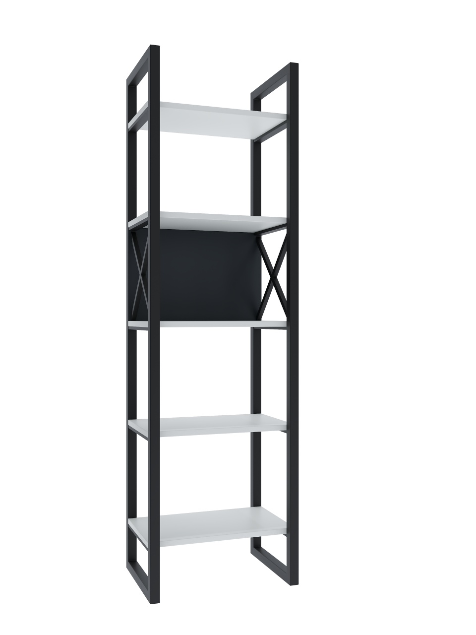 Bibliotecă îngustă, nuanta alb/antracit cu 5 polițe – design modern și elegant - poza 3