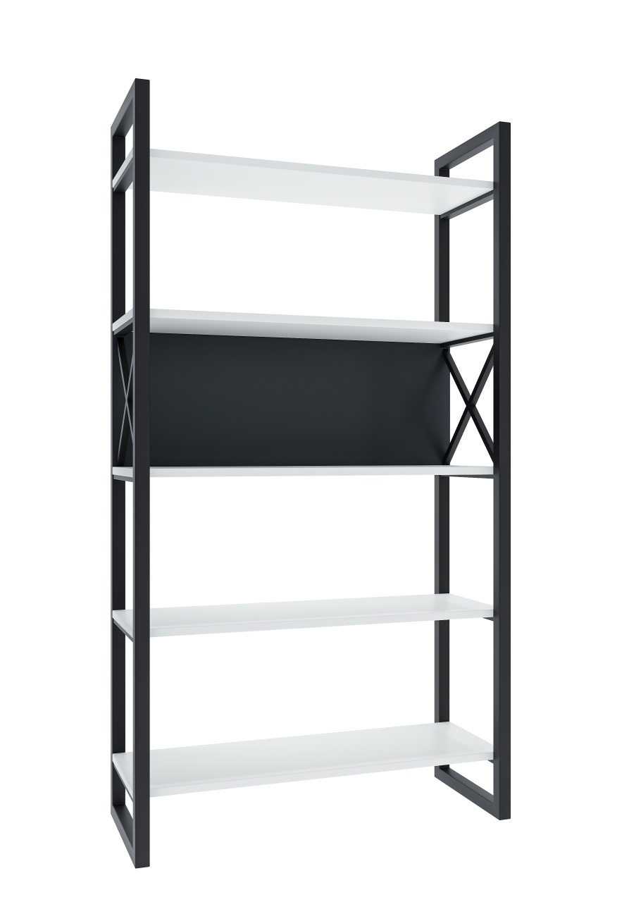 Bibliotecă metalică, culoare alb / antracit cu 4 polițe – design modern - poza 2