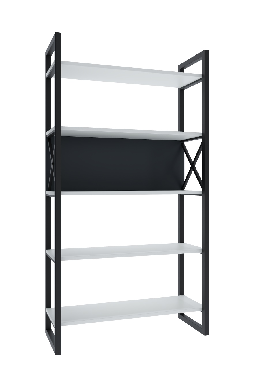 Bibliotecă metalică, culoare alb / antracit cu 4 polițe – design modern - poza 3