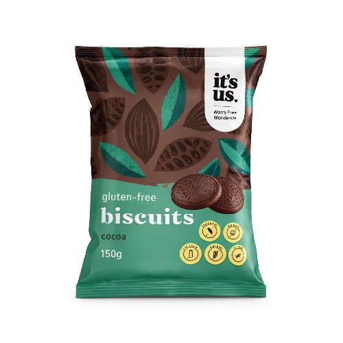 Biscuiti cu Cacao, fara gluten, 150 g, It`S Us