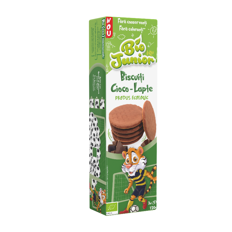 Biscuiti cu ciocolata si lapte, 120g, Bio Junior