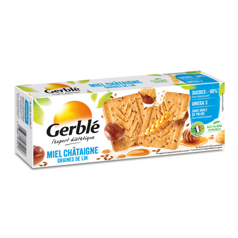 Biscuiti cu miere si castane, 200g, Gerble Expert Dietetic