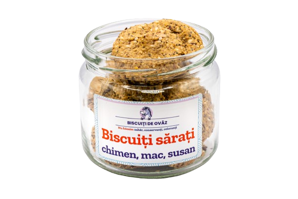 Biscuiti de ovaz sarati cu chimen mac susan, 145g, Ohvaz
