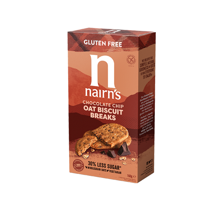 Biscuiti fara gluten din ovaz integral cu ciocolata, 160g, Nairn's