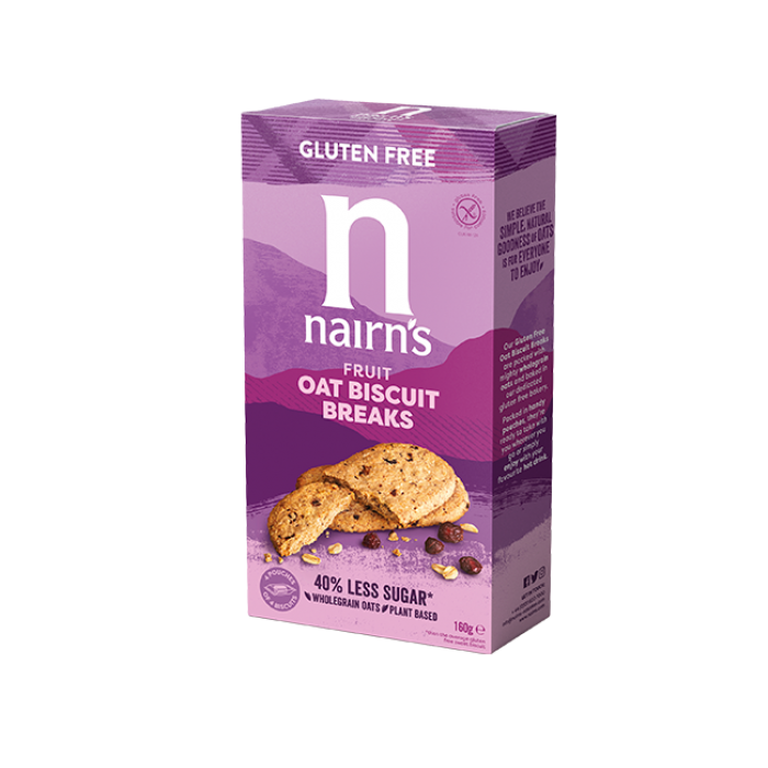 Biscuiti fara gluten din ovaz integral cu fructe, 160g, Nairn's
