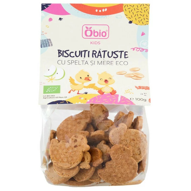 Biscuiti ratuste cu spelta si mere bio, +1an, 100g, OBio