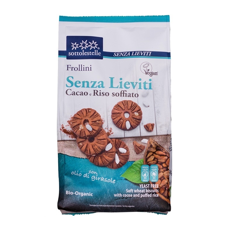 Biscuiți vegani cu cacao și orez, 350g, Sottolestelle