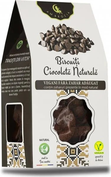 Biscuiți Vegani cu Ciocolată, 130g, Ambrozia Bioscience